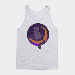 Halloween Cat Sitting on the Moon Tank Top